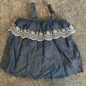 Chic Blue Embroidered Top girls size 5-6 tank top